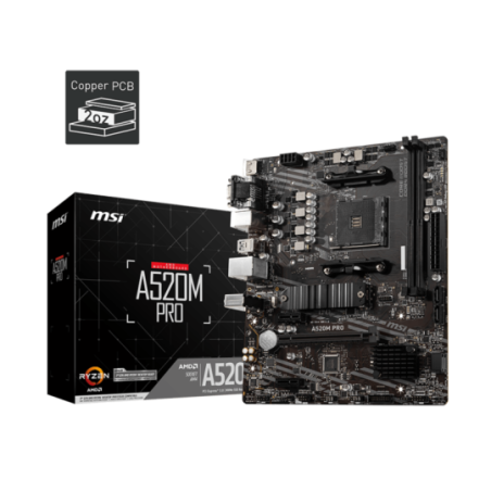 MOTHERBOARD MSI A520M PRO DDR4 AM4 (Series 3000/4000/5000)
