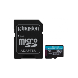 MicroSD KINGSTON 512GB c/Adap Canvas GO! Plus Gen4 (4K Camara-Drones)