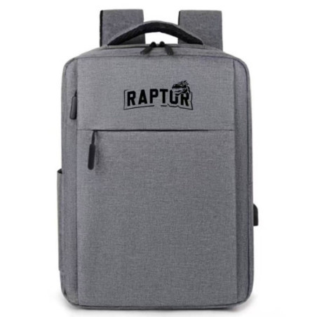 MOCHILA RAPTOR C/USB P/CARGA MULTIPLES BOLSILLOS GRIS