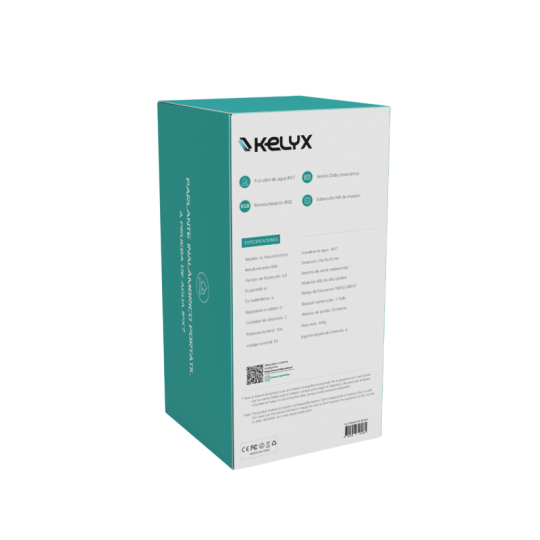 Parlante Kelyx Bluetooth 2 altavoces 12W cilindro RGB HIFI IPX7 MicroSD / USB