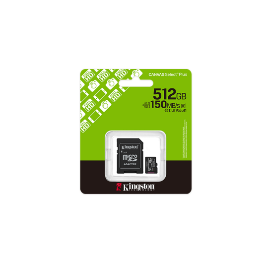 Tarjeta MicroSD KINGSTON 512GB c/Adap Gen3 150MB/s Canvas S Plus CL10