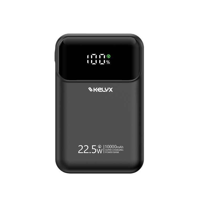 Power Bank Kelyx Mini 10000 mHa Type-C+USB+Lightning Fast Charge 22.5W Black