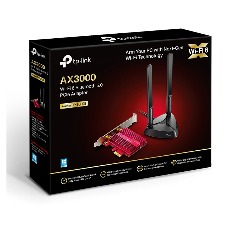 ARCHER TX3000E TP LINK  P.REDW Y BT PCIX AX3000 2 ANT EXT C/BASE