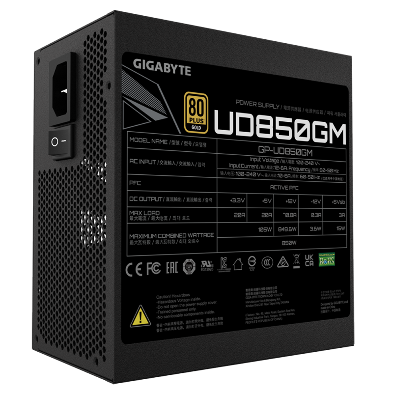 Fuente Gigabyte 850W 80 plus Gold Ultradurable Full Modular