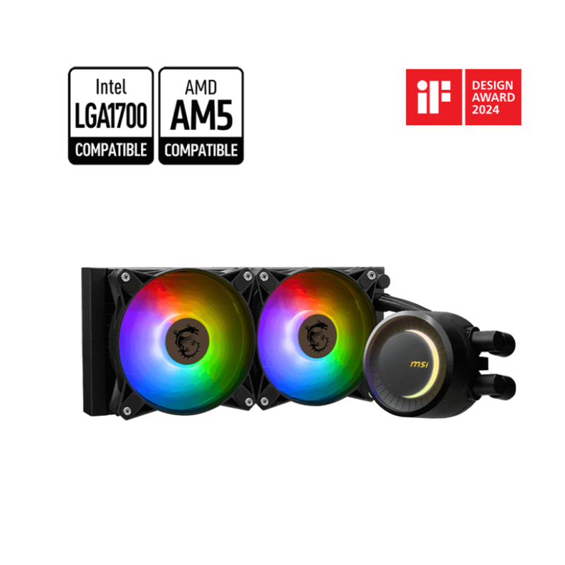 WATER COOLING MSI MAG CORELIQUID E240 2X CPU COOLER 240MM BLACK