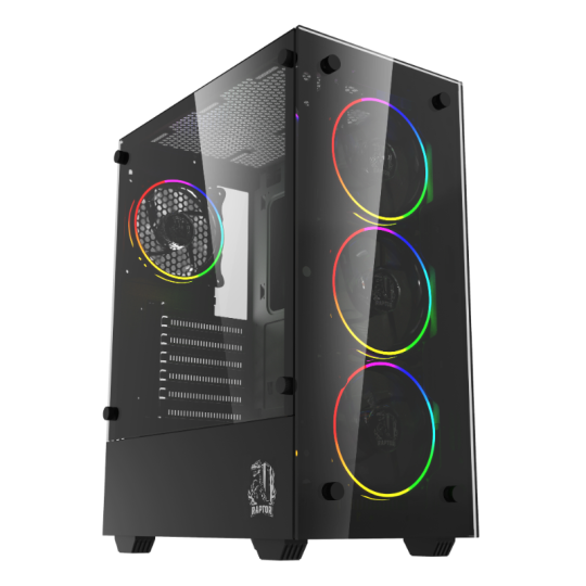 Gabinete Raptor Sentinel TG Mid-Tower RGB Fan x4 w/button control