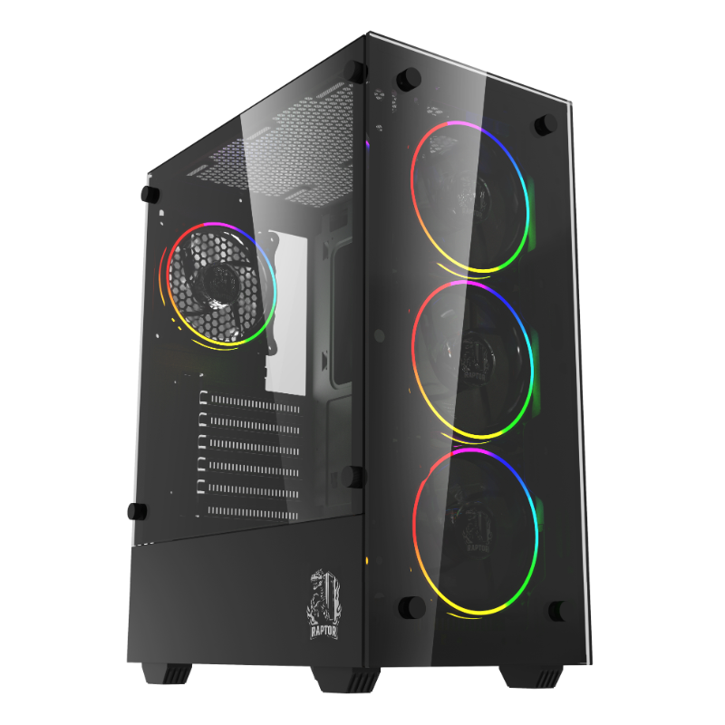 Gabinete Raptor Sentinel TG Mid-Tower RGB Fan x4 w/button control